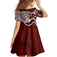 Aloha Hawaii Kalo Pikake Lei Family Matching Off The Shoulder Long Sleeve Dress and Hawaiian Shirt Chest Tattoo Oxblood Hawaiian Pattern