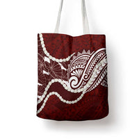 Aloha Hawaii Kalo Pikake Lei Tote Bag Chest Tattoo Oxblood Hawaiian Pattern
