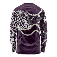 Aloha Hawaii Kalo Pikake Lei Long Sleeve Shirt Chest Tattoo Purple Hawaiian Pattern LT14 - Polynesian Pride