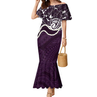 Aloha Hawaii Kalo Pikake Lei Mermaid Dress Chest Tattoo Purple Hawaiian Pattern