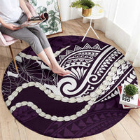 Aloha Hawaii Kalo Pikake Lei Round Carpet Chest Tattoo Purple Hawaiian Pattern LT14 - Polynesian Pride