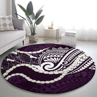 Aloha Hawaii Kalo Pikake Lei Round Carpet Chest Tattoo Purple Hawaiian Pattern LT14 - Polynesian Pride