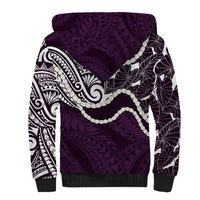 Aloha Hawaii Kalo Pikake Lei Sherpa Hoodie Chest Tattoo Purple Hawaiian Pattern