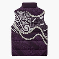 Aloha Hawaii Kalo Pikake Lei Sleeveless Puffer Jacket Chest Tattoo Purple Hawaiian Pattern LT14 - Polynesian Pride