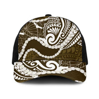 Aloha Hawaii Kalo Pikake Lei Baseball Net Cap Chest Tattoo Gold Hawaiian Pattern LT14 One Size Black Gold - Polynesian Pride