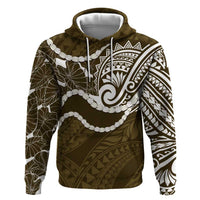 Aloha Hawaii Kalo Pikake Lei Hoodie Chest Tattoo Gold Hawaiian Pattern LT14 Pullover Hoodie Gold - Polynesian Pride