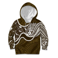Aloha Hawaii Kalo Pikake Lei Kid Hoodie Chest Tattoo Gold Hawaiian Pattern LT14 Hoodie Gold - Polynesian Pride