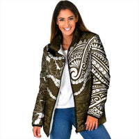 Aloha Hawaii Kalo Pikake Lei Padded Jacket Chest Tattoo Gold Hawaiian Pattern