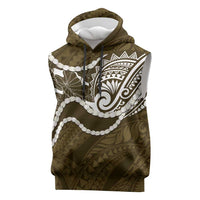 Aloha Hawaii Kalo Pikake Lei Sleeveless Hoodie Chest Tattoo Gold Hawaiian Pattern