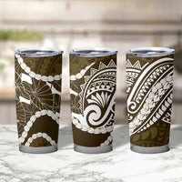 Aloha Hawaii Kalo Pikake Lei Tumbler Cup Chest Tattoo Gold Hawaiian Pattern