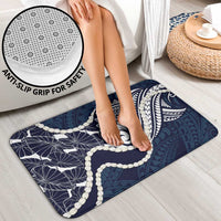 Aloha Hawaii Kalo Pikake Lei Bathroom Set Chest Tattoo Oxford Blue Hawaiian Pattern