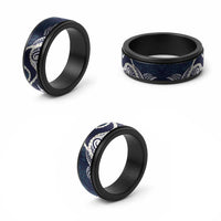 Aloha Hawaii Kalo Pikake Lei Spinner Ring Chest Tattoo Oxford Blue Hawaiian Pattern LT14 - Polynesian Pride