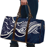 Aloha Hawaii Kalo Pikake Lei Travel Bag Chest Tattoo Oxford Blue Hawaiian Pattern