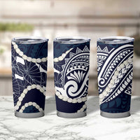 Aloha Hawaii Kalo Pikake Lei Tumbler Cup Chest Tattoo Oxford Blue Hawaiian Pattern