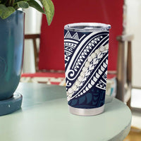 Aloha Hawaii Kalo Pikake Lei Tumbler Cup Chest Tattoo Oxford Blue Hawaiian Pattern