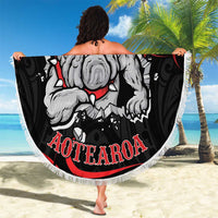 Personalised Aotearoa Bulldog Beach Blanket NZ Maori Tattoo