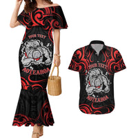 Personalised Aotearoa Bulldog Couples Matching Mermaid Dress and Hawaiian Shirt NZ Maori Tattoo