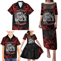 Personalised Aotearoa Bulldog Family Matching Puletasi and Hawaiian Shirt NZ Maori Tattoo