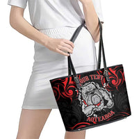 Personalised Aotearoa Bulldog Leather Tote Bag NZ Maori Tattoo