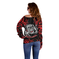 Personalised Aotearoa Bulldog Off Shoulder Sweater NZ Maori Tattoo