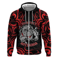 Personalised Aotearoa Bulldog Zip Hoodie NZ Maori Tattoo