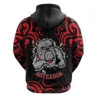Personalised Aotearoa Bulldog Zip Hoodie NZ Maori Tattoo