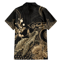 Gold Aloha Hawaii Family Matching Tank Maxi Dress and Hawaiian Shirt Snorkeling With Sea Turtle Polynesian Pattern
