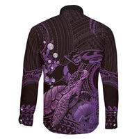 Purple Aloha Hawaii Family Matching Tank Maxi Dress and Hawaiian Shirt Snorkeling With Sea Turtle Polynesian Pattern