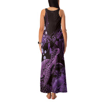 Purple Aloha Hawaii Family Matching Tank Maxi Dress and Hawaiian Shirt Snorkeling With Sea Turtle Polynesian Pattern