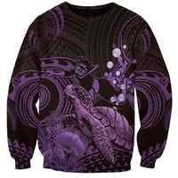 Purple Aloha Hawaii Sweatshirt Snorkeling With Sea Turtle Polynesian Pattern