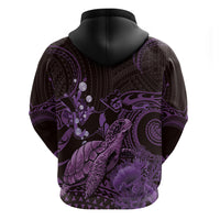 Purple Aloha Hawaii Zip Hoodie Snorkeling With Sea Turtle Polynesian Pattern