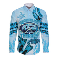 Hawaii Sea Turtle Snorkeling Is My Therapy Long Sleeve Button Shirt