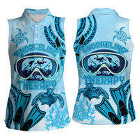 Hawaii Sea Turtle Snorkeling Is My Therapy Women Sleeveless Polo Shirt