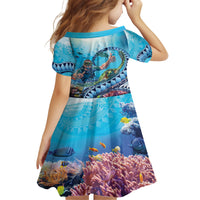 Hawaii Snorkeling Honu Turtle Family Matching Off The Shoulder Long Sleeve Dress and Hawaiian Shirt Under The Ocean Vibes LT14 - Polynesian Pride