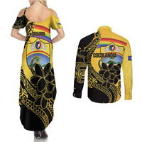 Quezon Province Couples Matching Summer Maxi Dress and Long Sleeve Button Shirt Cocolandia Philippines Turtle
