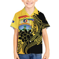 Quezon Province Family Matching Off Shoulder Maxi Dress and Hawaiian Shirt Cocolandia Philippines Turtle LT14 Son's Shirt Gold - Polynesian Pride