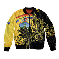 Quezon Province Sleeve Zip Bomber Jacket Cocolandia Philippines Turtle LT14 Unisex Gold - Polynesian Pride