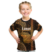 Polynesian Pride Hawaiian Islands Kid T Shirt Lani Map Gold Kanaka With Kakau LT14 Gold - Polynesian Pride