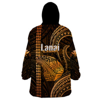 Polynesian Pride Hawaiian Islands Wearable Blanket Hoodie Lani Map Gold Kanaka With Kakau LT14 - Polynesian Pride