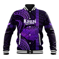 Personalised Hawaiian Islands Baseball Jacket Kauai Map Purple Kanaka With Kakau LT14 Unisex Purple - Polynesian Pride