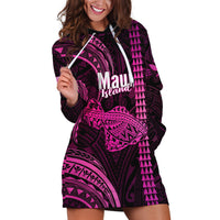Polynesian Pride Hawaiian Islands Hoodie Dress Maui Map Pink Kanaka With Kakau LT14 Pink - Polynesian Pride