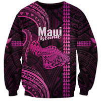 Polynesian Pride Hawaiian Islands Sweatshirt Maui Map Pink Kanaka With Kakau LT14 Unisex Pink - Polynesian Pride