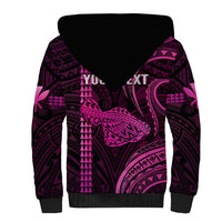Personalised Hawaiian Islands Sherpa Hoodie Maui Map Pink Kanaka With Kakau LT14 - Polynesian Pride