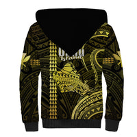 Polynesian Pride Hawaiian Islands Sherpa Hoodie Oahu Map Yellow Kanaka With Kakau LT14 - Polynesian Pride