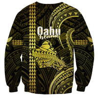 Polynesian Pride Hawaiian Islands Sweatshirt Oahu Map Yellow Kanaka With Kakau LT14 - Polynesian Pride