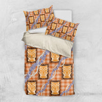 Aloha Hawaii Tiki Palaka Motifs Bedding Set Honohono Lei Orange Elegant Vibes LT14 US Twin 172cm x 218cm Orange - Polynesian Pride