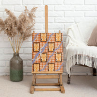 Aloha Hawaii Tiki Palaka Motifs Canvas Wall Art Honohono Lei Orange Elegant Vibes