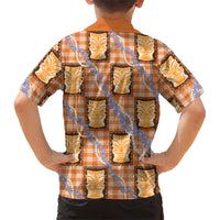 Aloha Hawaii Tiki Palaka Motifs Family Matching Mermaid Dress and Hawaiian Shirt Honohono Lei Orange Elegant Vibes