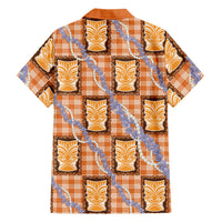 Aloha Hawaii Tiki Palaka Motifs Family Matching Off Shoulder Maxi Dress and Hawaiian Shirt Honohono Lei Orange Elegant Vibes