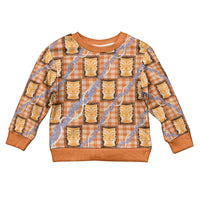 Aloha Hawaii Tiki Palaka Motifs Kid Ugly Christmas Sweater Honohono Lei Orange Elegant Vibes